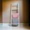 White Towel Ladder 5 Tier Wooden Towel, Clothes Holder Rack Wall-leaning Stand for Bathroom, Bedroom