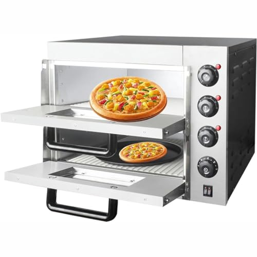 PASPRT Horno de Pizza portátil para Barbacoa al Aire Libre, Horno de Pizza eléctrico Comercial, Horno Tostador con cajón para Pizza (Doublelayer)