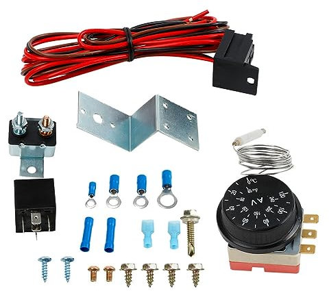 TORR Kit regolatore termostato ventilatore radiatore elettrico 12 V kit cavo relè di cablaggio ventola di raffreddamento per camion auto