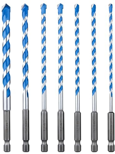 UBESTHS Concrete Drill Bit Set 7 Pcs, Masonry Drill Bit Set 5/32-3/8, Shockproof Hex Shank Drill Bit Set, Industrial Carbide Drill Bits for Class/Brick/Plastic/Cement/Tile