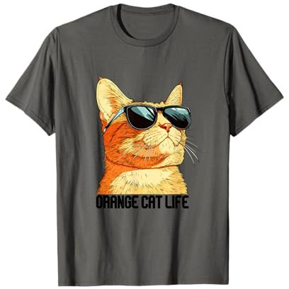 Orange Cat Tough Life Lustige Nervy Psycho Cool Brille T-Shirt