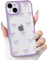 NITITOP Compatible with iPhone 13 Mini Case Cute Clear Purple Durable Ribbon Bowknot Pattern for Girls Women Soft TPU Transparent Full Camera Lens Shockproof Protective Phone Cover - Purple