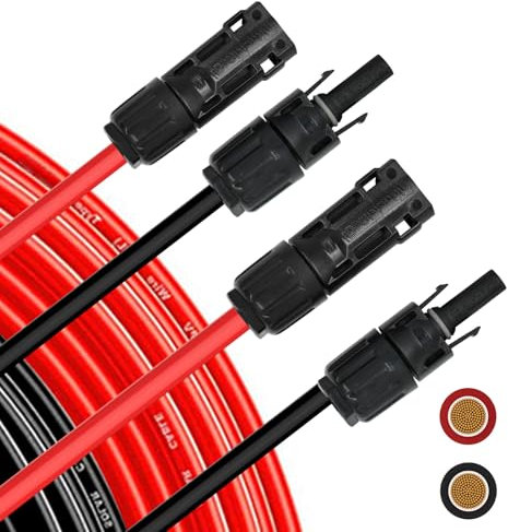 Witproton Prolunga per cavo solare, 10 mm², 6 m, 8 AWG, cavo solare flessibile, 1500 V, con cavo fotovoltaico impermeabile IP68 (8 AWG/10 mm2 6 m)