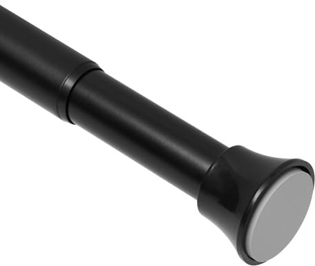 PadPure Shower Curtain Pole Extendable No Drill Black Tension Rods for Curtain Adjustable Telescopic Rods Non-Slip Shower Curtain Rail Non-Rust for Wardrobe Kitchen Bathroom Window 75-255cm