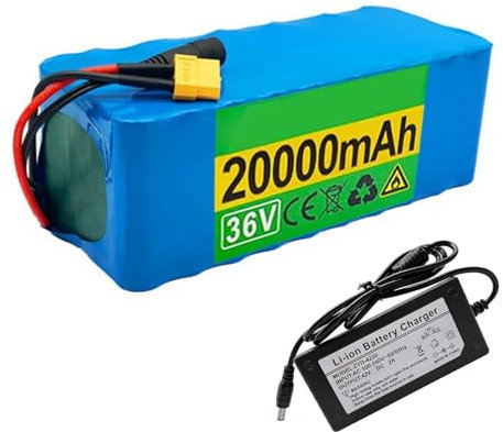 GNIUBBDB 36V 20Ah 10S4P Lithium Battery Ebike Battery Li-ion Battery Pack with Charger and BMS for Below 1000W Motor Kit SM Plug