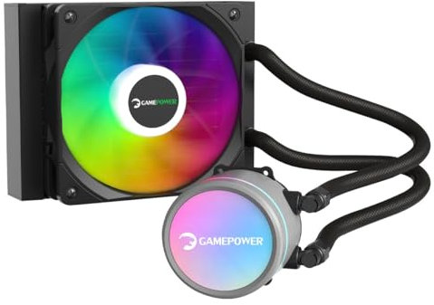 GAMEPOWER Skadi V2 120mm ARGB CPU Wasserkühlung | 120mm AIO Flüssigkeitskühler mit PWM Lüfter | Keramik Wasserpumpe | Kompatibel für AMD AM4/AM5 & Intel LGA 1700/1200 | RGB Beleuchtung