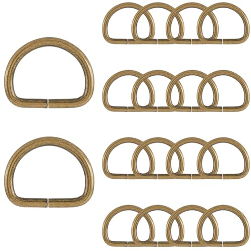 SOFPLATE 1 Box 20Pcs 1 Inch Metal D Ring Buckle Bronze D Ring Extra Thick 4mm Antique Brass Heavy Duty Non-welded Hooks Strap D-rings for Sewing Webbings Backpacks Keychains Pet Collars DIY Crafts