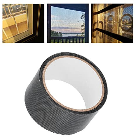 Jwthee Fenstergitter-Türgitter-Reparaturband, schwarzes Fenstergitter-Reparaturband, schneidbares Bildschirmtür-Flicken-Reparaturset, selbstklebendes Fiberglas-Abdeckgitterband für