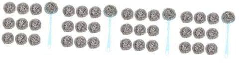Cabilock 4 Sätze Schrubber Aus Metall Mit Griff Reinigungsbürste Geschirrspülen Spender Für Geschirrspülmittel Bürste Für Flaschenreiniger Rostreinigungsschwamm Nachfüllung Rostfreier Stahl