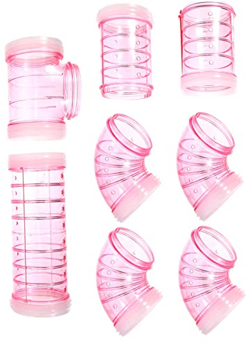 Levemolo Tubo Labirinto per Criceti in Plastica Rosa Facile da Smontare Kit Tunnel Esterno per Gabbia Fai da Te per Parco Giochi e Animali Domestici