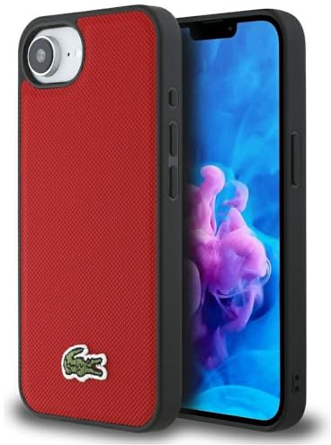 CG MOBILE Lacoste Iconic Petit Pique Woven Logo kompatibel mit MagSafe Hülle für iPhone 16e (Rot)