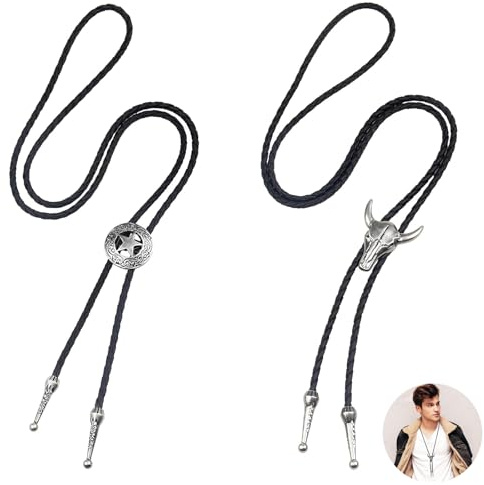 JFGDVW Vintage Western Bolo Tie For Men, Cowboy Necklace, Stylish Simple Cowboy Accessories, For Women,Men (Pentagram)