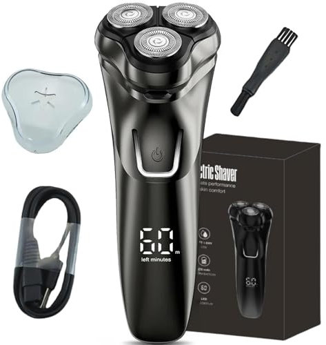 Orzym Rasoir Électrique V1 Pro – Lames 4D Ultra-précises Et Tondeuse Intégrée Pour Un Rasage Net Et Confortable À Têtes Rotatives Für Eine Gründliche Und Angenehme Rasur (Noir)