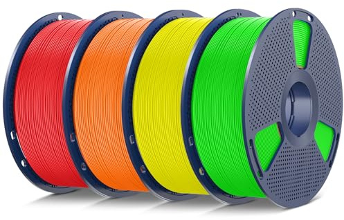 SUNLU 4KG TPU Filament TPU 95A 1.75mm, Flexible 3D Drucker Filament | Hochgeschwindigkeits 95A TPU 1KG Spule (2,2 lbs) für Meisten 3D Drucker, Maßgenauigkeit +/-0,02mm, Grün+Orange+Gelb+Rot