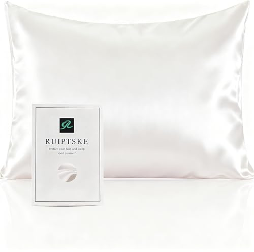 Kissenbezug aus Seide, 100 % Seide, 22 Momme, Öko-TEX®-zertifiziert, Vorteile für Haar und Haut, Anti-Aging, Anti-Staubmilben, Weiß, 50 x 70 cm