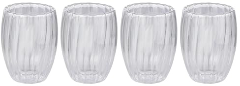 BUTLERS 4er Set Thermogläser Borosilikatglas - HOT & COLD - | Farbe Durchsichtig - 230 ml - Kaffeegläser für Latte Macchiato - Teegläser für Kräutertee - Doppelwandig