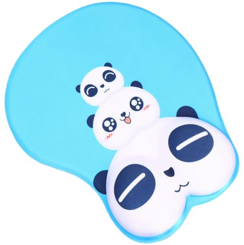 iplusmile Tapis Souris Ergonomique Silicone avec Motif Panda Antidérapant et Confortable Support Poignet Doux pour Bureau et Gaming Tapis Souris Personnalisable Bleu Ciel