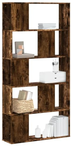 Goyphonic Bücherregal 5 Böden Räuchereiche 80,5x23,5x162,5 cm, Holzwerkstoff Standregal mit Trennwänden, vielseitiger Cube Storage Organizer für Zuhause & Büro