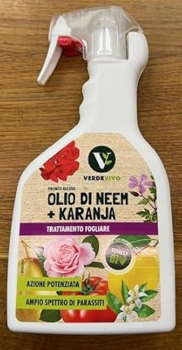 Verde Vivo Olio di Neem e Karanja, Trattamento Fogliare Naturale per Piante, 750 ml, con Erogatore Spray, per Piante Ornamentali e da Orto