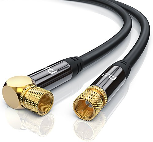 CSL - 20m SAT Kabel 8k 4k HDTV 90 Grad gewinkelt 135dB - Premium SAT Antennen Satellitenkabel F Stecker - TV HDTV Radio DVB-T DVB-C DVB-S DVB-S2 - Abschirmmaß 135db 75 Ohm - Schwarz