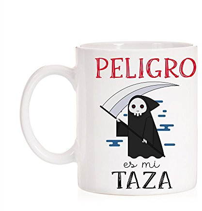 MardeTé Taza Peligro es mi Taza Precaución al Que la Toque. Taza de Terror Halloween.