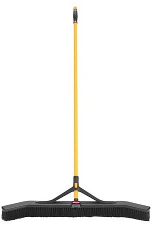 Rubbermaid Commercial Products Maximizer Push-to-Center Broom with Multi-Purpose Bristle, 36 Wide, Black (2018728)