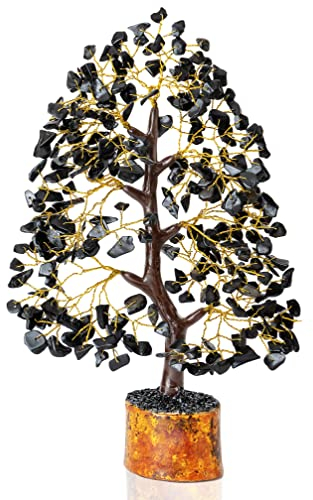 Crocon Tormalina nera Pietra preziosa Albero soldi Reiki Cristallo Guarigione Chakra Bilanciamento Ornamento Figurina Miglioramento spirituale Buona fortuna Prosperità Regalo Decor Dimensioni 10-12