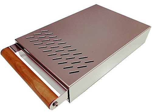 AlTaGru Sudschublade Profiline S grösse 20 x 30 x 5,5 cm Edelstahl poliert,der Abklopstab ist austauschbar, mit edlem Holzgriff- für Mühlen wie zb. ECM/Ascaso/Rancilio/Rocket