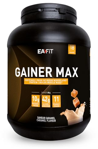 EAFIT-GAINER MAX - Prise de masse Gaine musculaire-Boisson hyperglucidique-Caramel-Un apport de glucide,de vitamines pour le sport pour la prise de poids-Shaker proteine pour la musculation