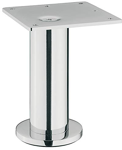 GedoTec Schrankfuß Metall Möbelfuß Chrom poliert - Sofia | Design Kommoden-Füße mit Höhe 100 mm | Fuß ohne Höhenverstellung | Sockelfuß mit Filzgleiter | 1 Stück - Moderner Couchfuß mit Platte