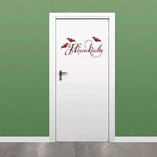 INDIGOS UG Wandtattoo - Wandaufkleber - Tür-/Wandtattoo Hexenküche - 50cm x 24cm dunkelrot - Dekoration Küche Wohnzimmer Wand