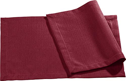 Erwin Müller Tischset, Platzset, Untersetzer Uni, Krefeld weinrot Größe 35x50 cm - fleckabweisend, schmutzunempfindlich und leicht zu reinigen, Leinen-Optik (weitere Farben)