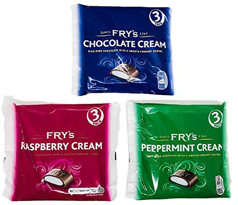 Fry's 9 Bar Chocolate Selection, Chocolate/Frambuesa/Menta, 450 g