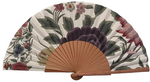 Spanischer Handfächer Mantón – Holz und Baumwolle – 23 cm – Jute-Hülle und -Bezug – Modeaccessoire – Handgefertigt in Spanien – Events und Geschenke – Schalkollektion – Tusitala Barcelona