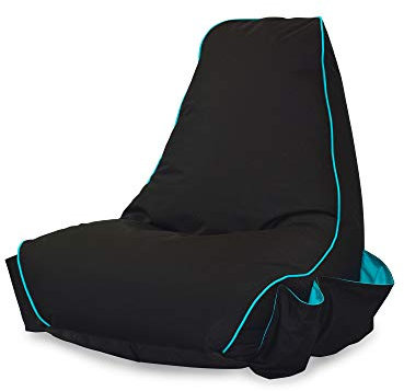rucomfy Beanbags Black Rugame Gamer Bean Bag Chair with Gaming Pockets. for Teens & Adults. 80 x 97 x 82cm (Turquoise)