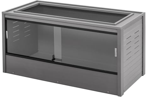 New Age Pet ECOFLEX 48 Wide Large Reptile Habitat, Mojave Lounge for Snakes, Tortoises & Lizards in Maple, Black & Grey, Easy Assembly, Sliding Glass Doors & Mesh Top