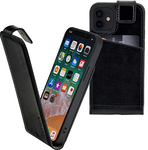 Suncase Original Flip-Style (Ultra-Slim) kompatibel mit iPhone 12 Mini (5.4) Hülle Ledertasche Tasche Schutzhülle Case Cover Hülle in schwarz