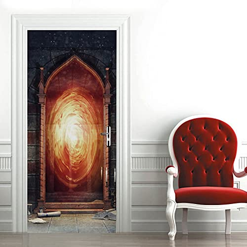 A.Monamour Türtapete Selbstklebend Türfolie Türposter 3D Zauberspiegel In Dunkler Kammer Vinyl Folie Türdeko Tapete Wandbild Türaufkleber Türtattoo 95 x 215 cm