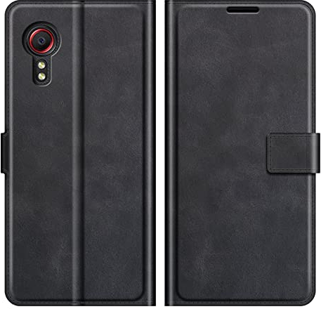 Klapphülle für Samsung Xcover 5 Hüllen PU Leder Wallet Schutzhülle Schutz Mobiltelefon Flip Back Cover für Samsung Galaxy Xcover 5 G525F 2021 Tasche Handy Zubehör (Black)