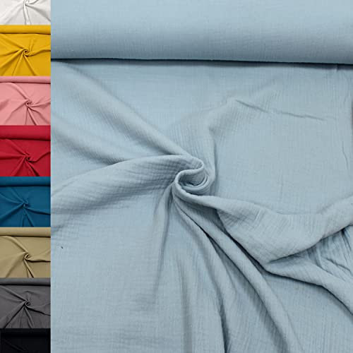 MAGAM-Stoffe Greta Musselin Stoff Double Gauze uni Oeko-Tex Meterware 50cm (23. Himmelblau)
