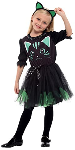 Licus Costume per gatto animale da ragazza, cosplay, vestito per bambini, Halloween, carnevale di tutti i santi sera (4-6 anni, gatto)
