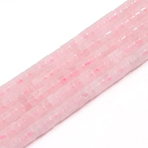 ACYUNLEI 1 Strand 4x2mm Natural Gemstone Heishi Beads, Loose Flat Round Undyed Cylinder Flat Spacer Stone Beads for Bracelet Earrings Jewelry Making, Rose Quartz