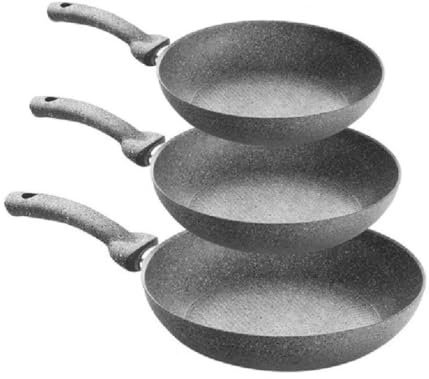 OISE ART STORE Trade Shop - Set 3 Padelle in Pietra Antiaderenti Regina di Pietra Diametro 22-26 - 30 Cm