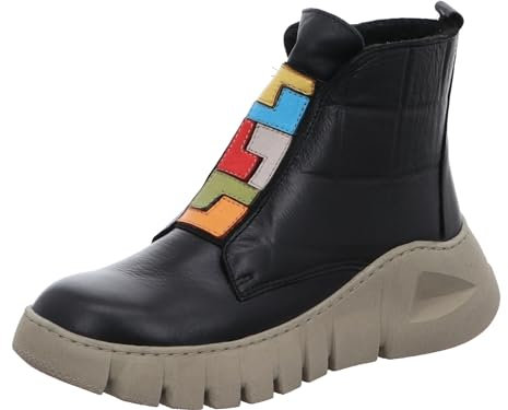 Gemini Damen Stiefelette geometrische Formen Reißverschluss Profilsohle 033309-02, Größe:42 EU, Farbe:Schwarz