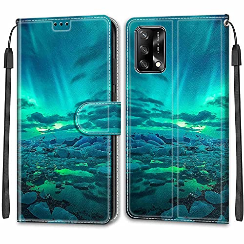 Feyten Kompatibel mit Oppo A74 4G/F19 4G Hülle, Handyhülle Oppo A74 4G/F19 4G,Handytasche PU Leder Klappbar Schutzhülle Wallet Kartenfach Magnet Klapphülle Case Brieftasche Lederhülle(Aurora)