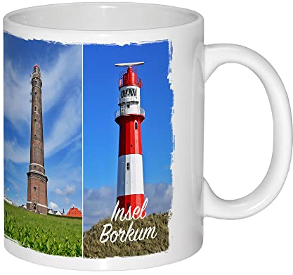Next Ferry Kaffeetasse Borkum - Foto Kaffeetasse mit Inselmotiv - Kaffeebecher für Borkum-Fans - Souvenir als Andenken - Teetasse mit 325ml für echte Nordseeler - Moin