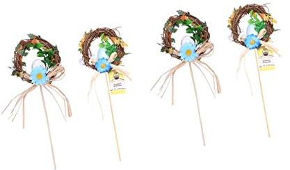 Toyvian 4 Stück Ostereizweige Osterei-Kranz Osterkranz Pflücken Frühlingsparty-Kuchen-Picks Osterei-Kuchen-Picks Blumenkranz Ostern Blumenpflücker Feder Kind Dekorationen Haushalt Bambus
