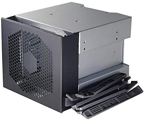 SameeHome Rack de Cage de Disque Dur de Grande Capacité à 4 Baies 5 Pouces 3 X Baies de Lecteur à 3,5 Pouces Plateau de Disque Dur Métal Noir & Gris Argent