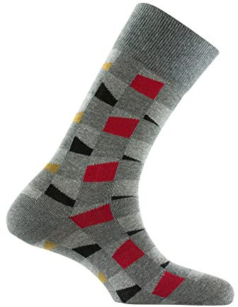 Kindy - Mi-chaussettes en coton damier MADE IN FRANCE - couleur - Gris - Pointure - 39-42