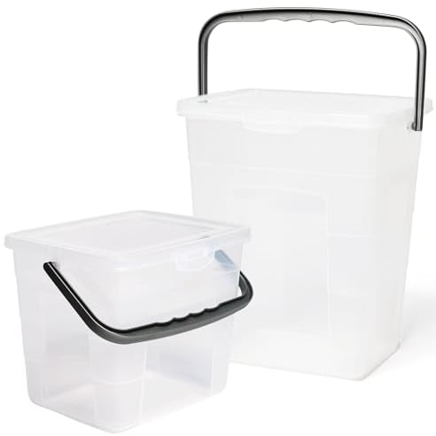 Novaliv Caja de detergente con tapa, 4 litros + 7 litros, transparente, caja de almacenamiento con asa, depósito de detergente, recipiente para detergente y polvo